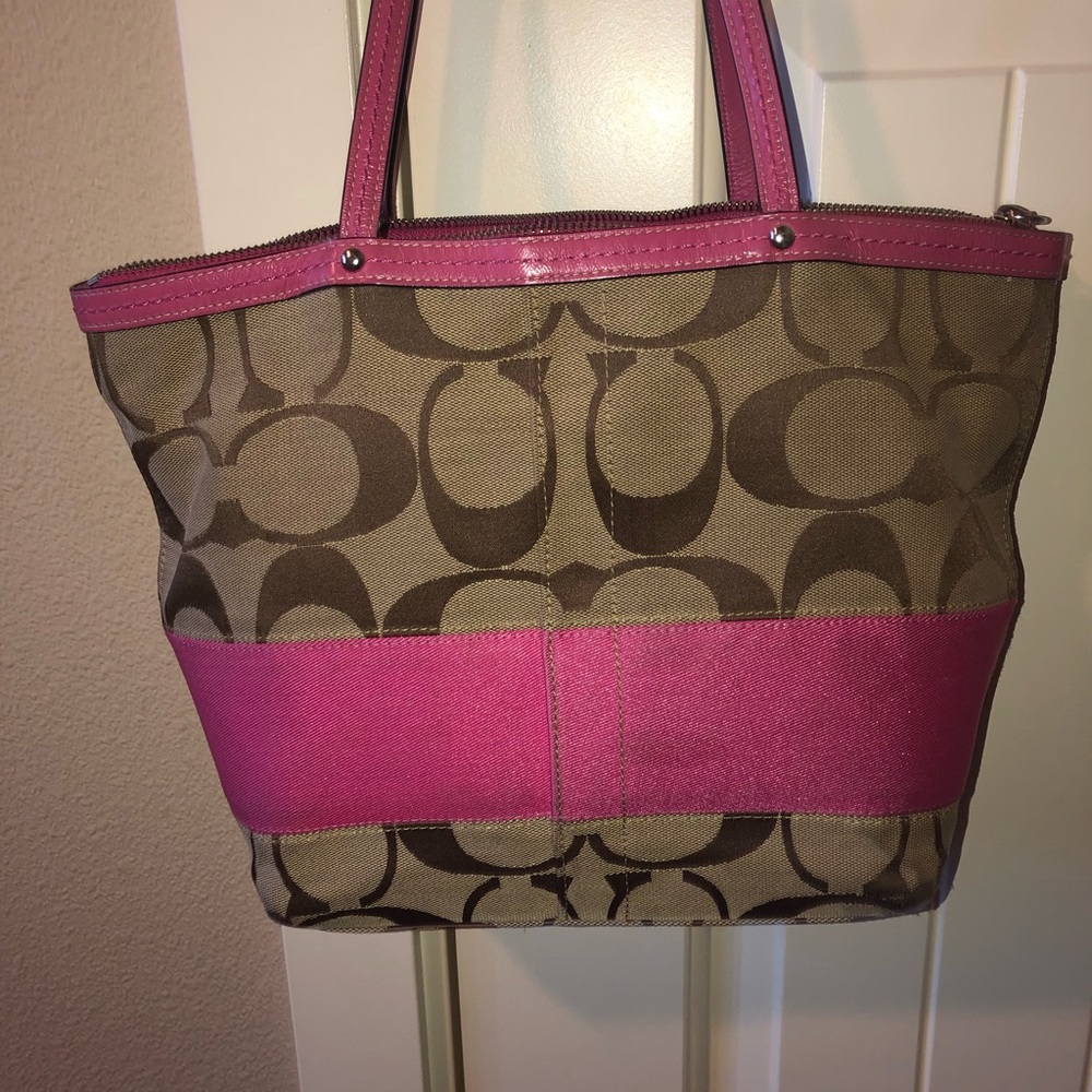 Coach pink and brown purse